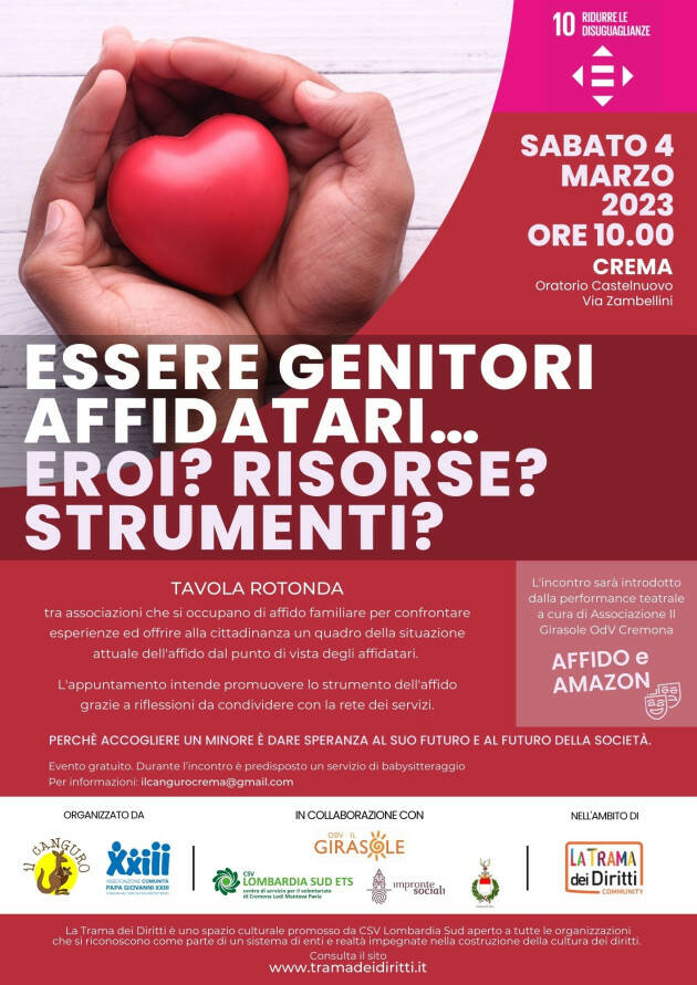 A Crema Sabato 4 marzo incontro sull'affido familiare