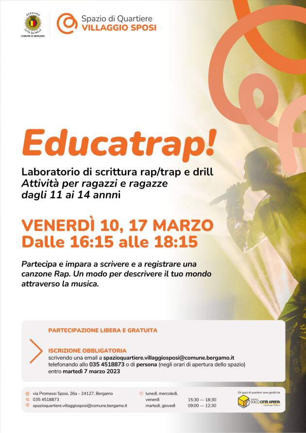 BERGAMO: Educatrap! Un Laboratorio musicale nel quartiere Villaggio degli Sposi