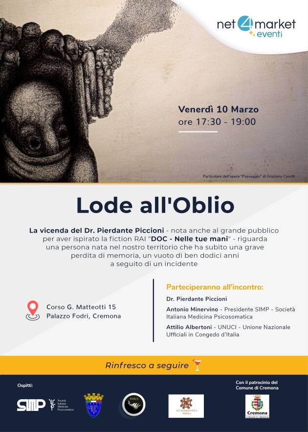 (Cr) NET4MARKET presenta  convegno 'Lode all’Oblio'