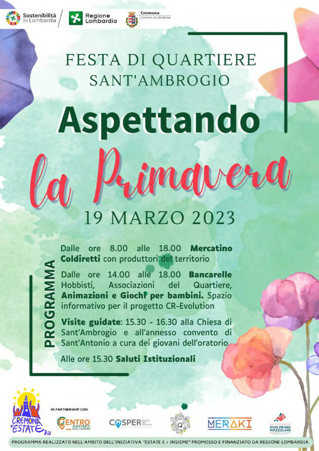 Cremona Domenica 19 marzo appuntamento con Aspettando la Primavera