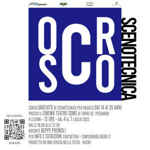 CORSI GRATUITI ALLA SOMS di Torre – TEATRO, VIDEOMAKING, FONICA E SCENOTECNICA.