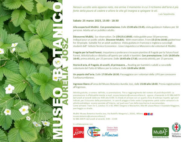 (MI) VERDE. MUSEO BOTANICO ‘AURELIA JOSZ’, DA SABATO 25 MARZO NUOVI INCONTRI