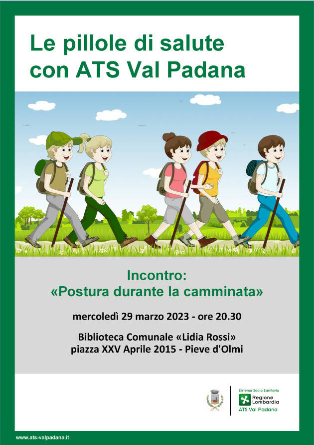 LE PILLOLE DI SALUTE DI ATS VAL PADANA APPUNTAMENTO IL 29 MARZO A PIEVE D’OLMI