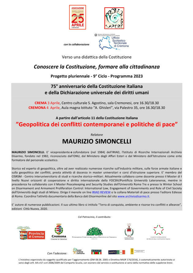 (CR) Ass. 25 Aprile  3-4 aprile incontro con Maurizio simoncelli 