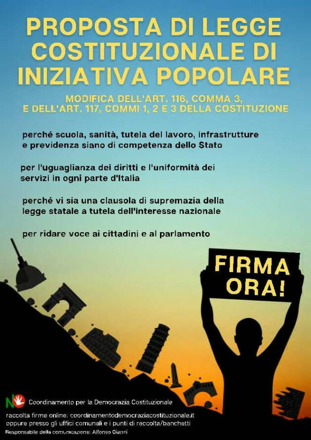 Firma contro l'Autonomia Differenziata