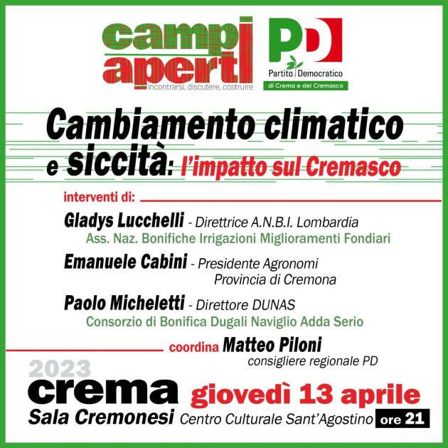 PD Crema  Incontro effetti cambiamento climatico sul cremasco