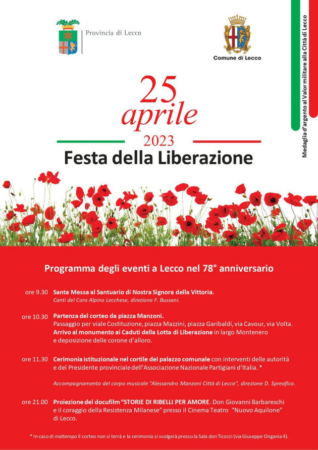 #anpi Martedì 25 aprile Lecco celebra la memoria della riconquista della libertà