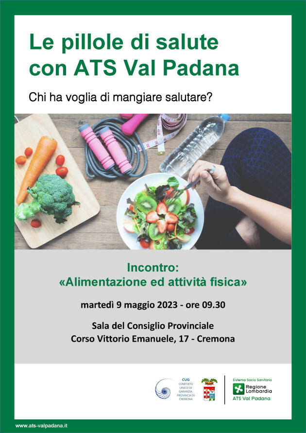 ATS LE PILLOLE DI SALUTE DI ATS VAL PADANA APPUNTAMENTO IL 9 MAGGIO A CREMONA