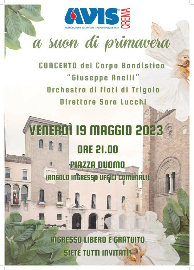 AVIS Crema offrirà alla cittadinanza  il concerto 'a suon di Primavera' 