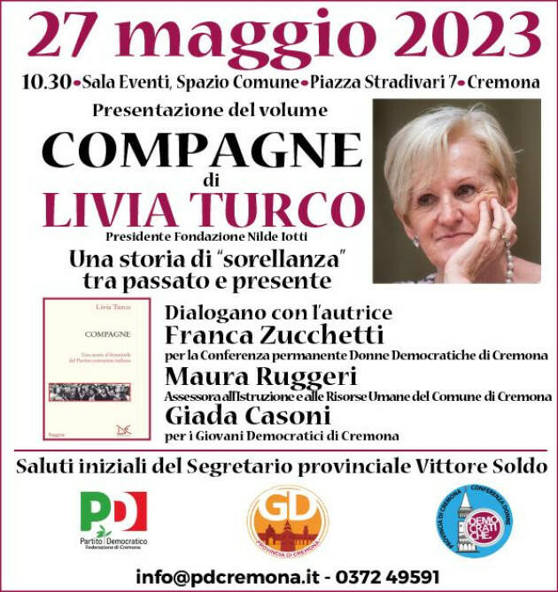 PD Livia Turco a Cremona presenta il suo libro ‘Compagne’