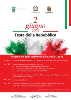 Anche a Lecco celebra la Festa della Repubblica del 2 giugno 2023 sul  Lungolario