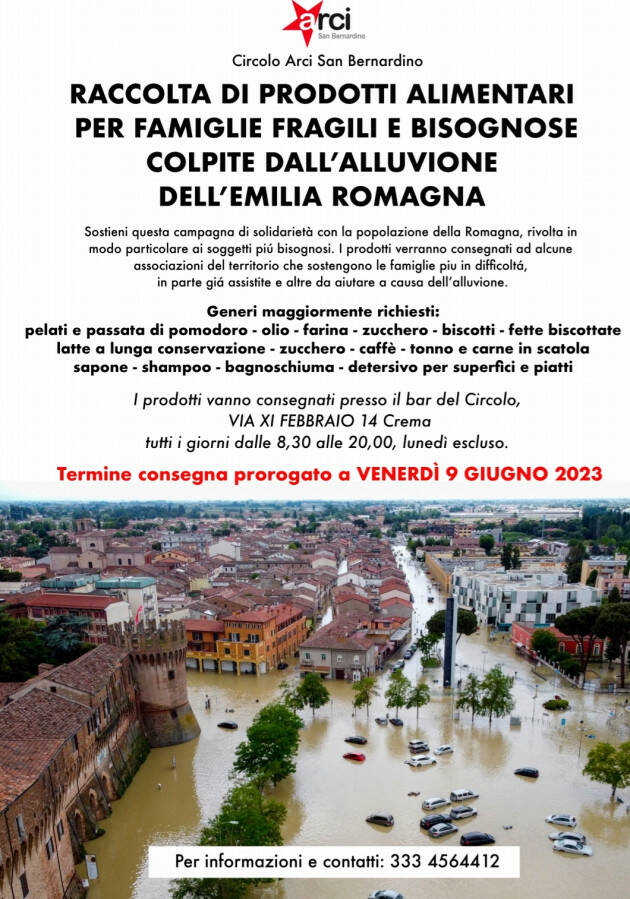 Crema   Arci San Bernardino consegna agli alluvionati di Cesena