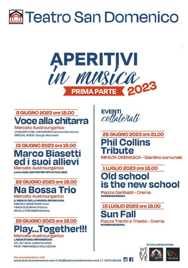 Crema APERITIVI IN MUSICA l’appuntamento del 15 giugno