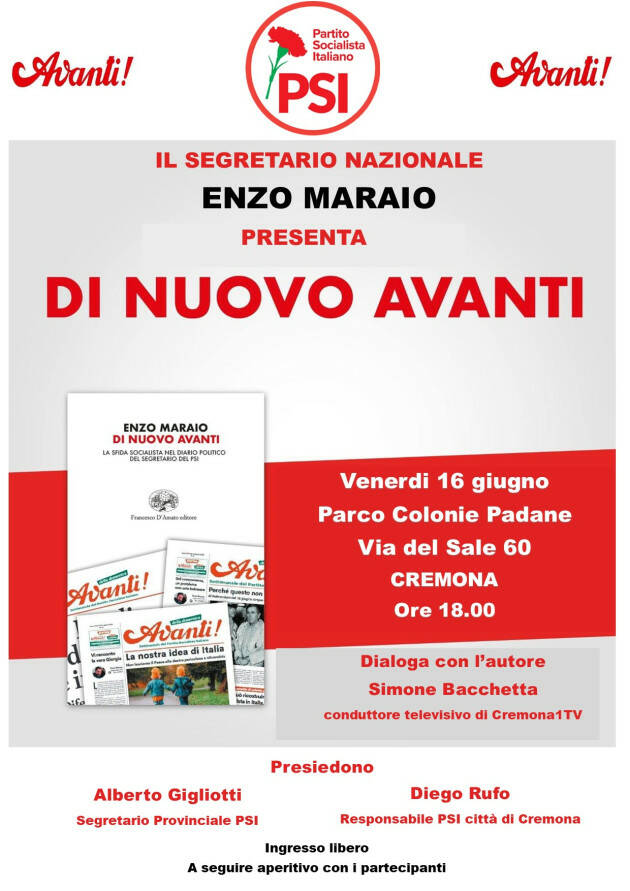 PSI Cremona Presenta il libro  ‘Di Nuovo Avanti’  con Enzo Maraio