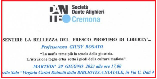 Società Dante Aleghieri CR Incontro con  Giuseppina  Rosato sulla strage di Capaci