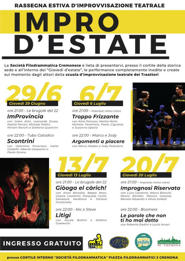 I giovedì d’estate 'Impro d’Estate' anima la Filo