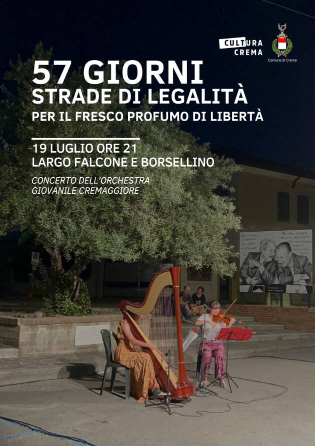 Crema  la commemorazione della strage di Via D'Amelio di mercoledì 19 luglio 2023  