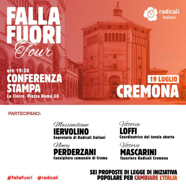 (CR) I Radicali Italiani per raccogliere le firme sulle sei proposte di legge 