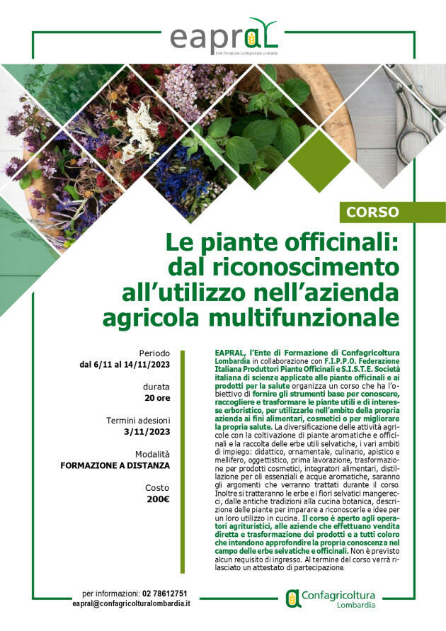 Milano Corso di formazione: Le piante officinali