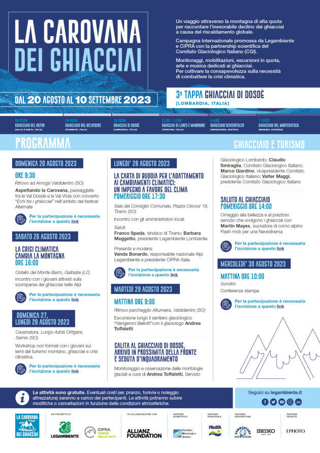 Legambiente La IVa edizione di Carovana dei Ghiacciai 2023 tocca la Lombardia