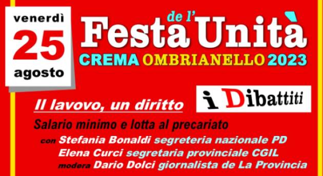 FU Crema  Dibattito Sul salario Minimo fra Bonaldi (PD) e Curci (CGIL)