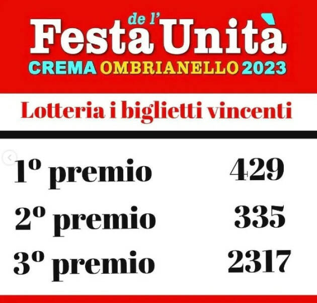 Immagini e commenti dalla Festa Unità Crema Ombrianello 2023 chiusa il 3 settembre 
