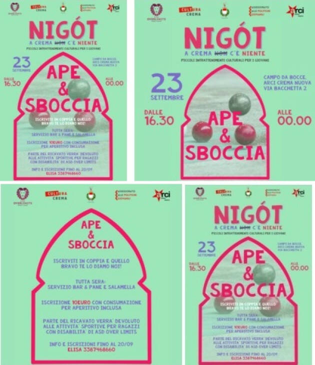 Crema presso l'ARCI di Via Bacchetta 'Ape & Sboccia'