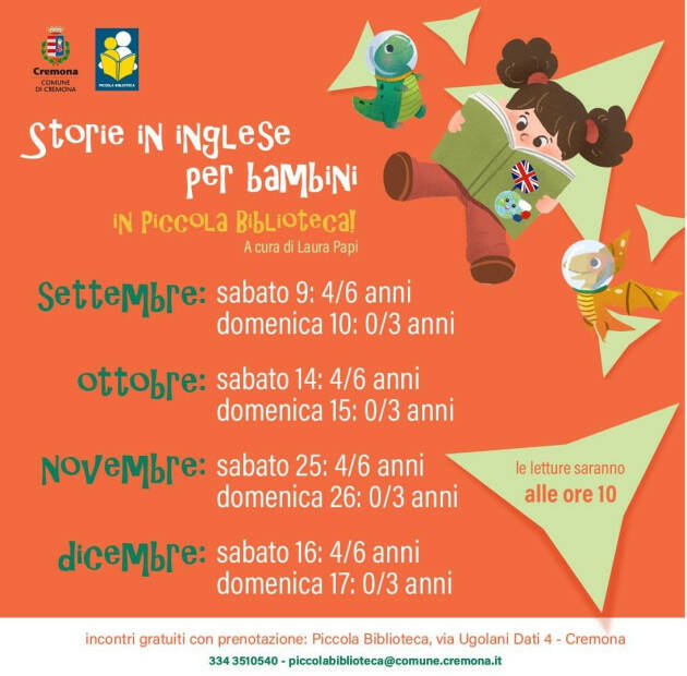 (CR) Alla Piccola Biblioteca letture ad alta voce in lingua inglese Eventi 16-17 dicembre