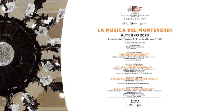 MUSICA  MONTEVERDI AUTUNNO 2023 Ponchielli evento 12 novembre