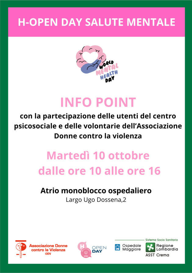 ASST CREMA Salute mentale, info point al monoblocco ospedaliero