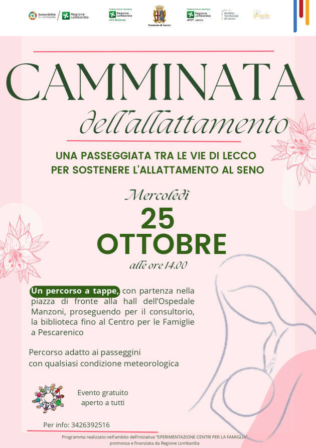 Mercoledì 25 ottobre a Lecco la Camminata dell'allattamento
