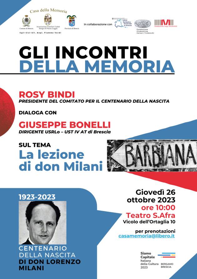 Brescia DUE EVENTI PER RIFLETTERE PROPOSTI DA CASA DELLA MEMORIA