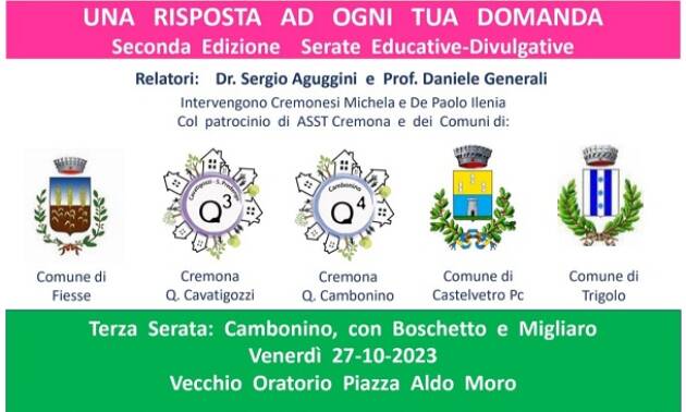 (CR) Memo: incontro sulla prevenzione organizzato dai medici della Breast Unit