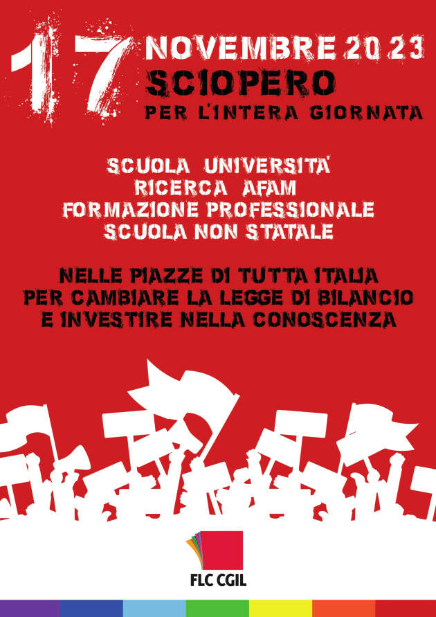 FLC Cgil scuola Venerdì 17 novembre 2023, scioperiamo insieme 