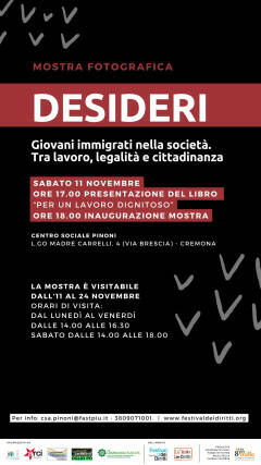 (CR) MOSTRA FOTOGRAFICA  DESIDERI  Giovani immigrati nella società. 