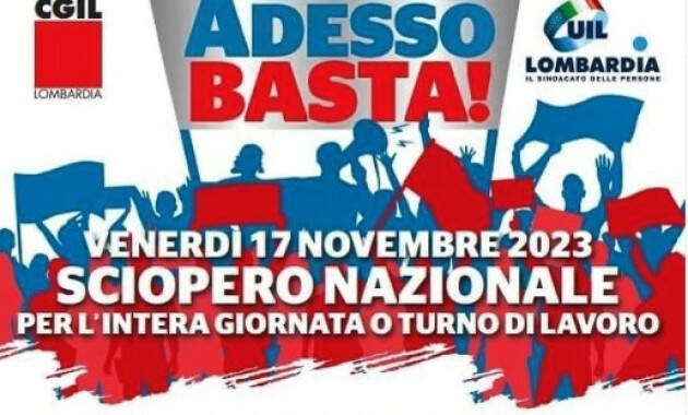 Sciopero del 17/11/ 2023 Cgil CR Tanti oggi a Milano | Luca Dell’Asta (FP-Cgil Cr)