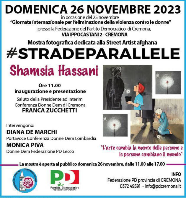 Donne Dem Cremona Mostra fotografica #STRADEPARALLELE  Shamsia Hassani