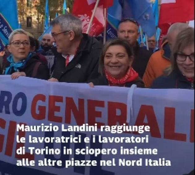 Maurizio Landini, segretario generale Cgil a Torino per lo sciopero nel Nord Italia. 