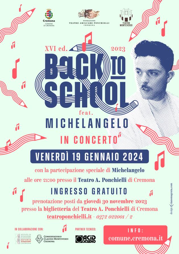 (CR) Back to School: concerto conclusivo con la partecipazione di Michelangelo