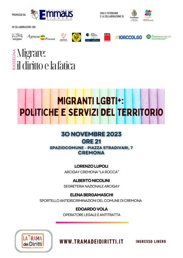 (CR) Migranti LGBTI+: politiche e servizi del territorio