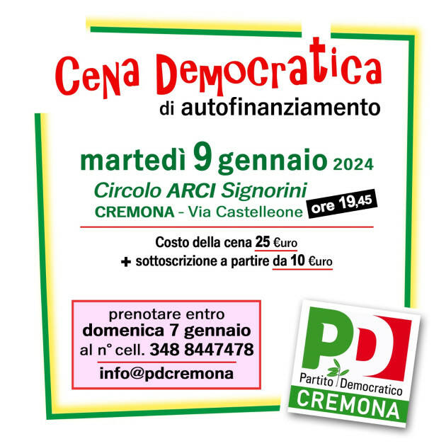 Pd Cremona. Cena ti autofinanziamento