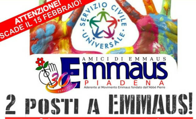 Emmaus  2 posti per il servizio civile
