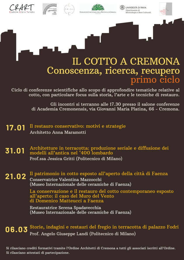 ‘Il cotto a Cremona. Conoscenza, ricerca, recupero’ Serata del 6 marzo