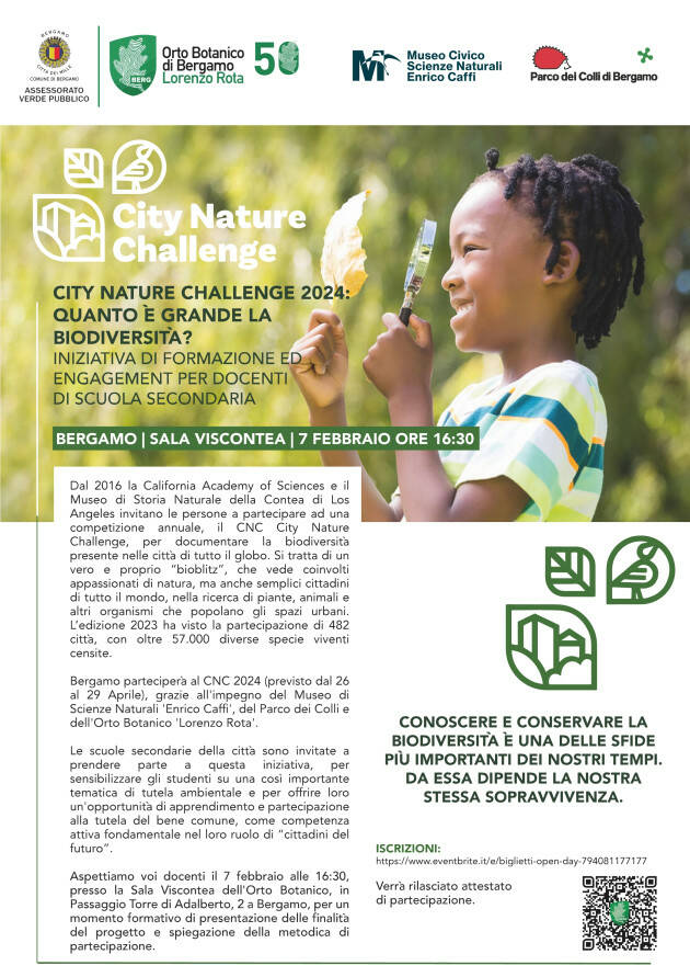 Scuola (BG) CITY NATURE CHALLENGE 2024: QUANTO È GRANDE LA BIODIVERSITÀ?