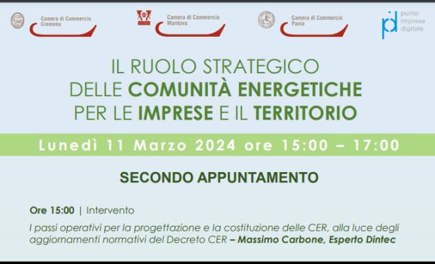 CAM.COM.CR WEBINAR GRATUITO COMUNITÀ ENERGETICHE 2° incontro