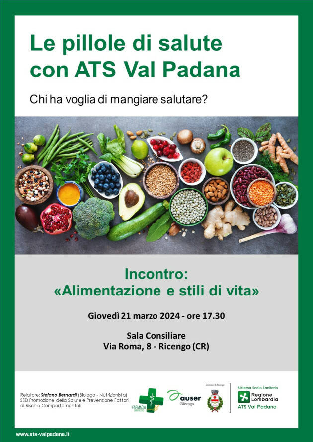 LE PILLOLE DI SALUTE DI ATS VAL PADANA A RICENGO