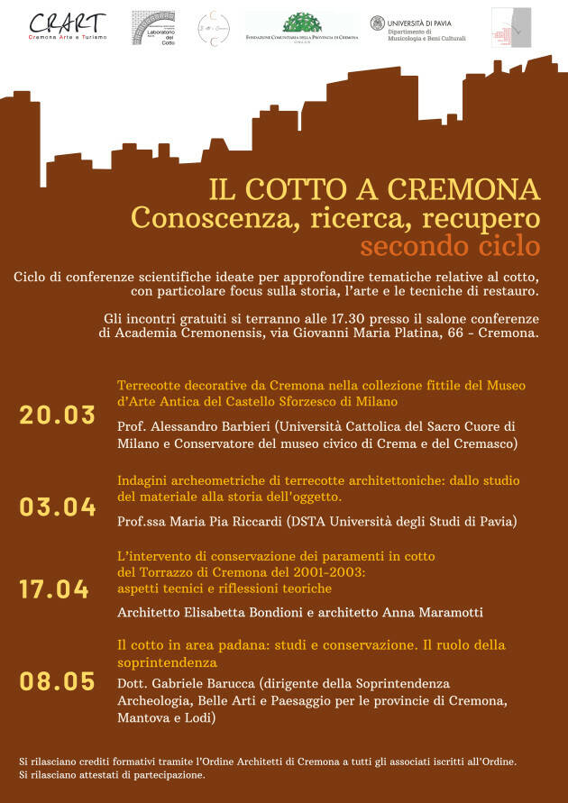 Conferenze IL COTTO A CREMONA Conoscenza, ricerca, recupero Evento 20 marzo