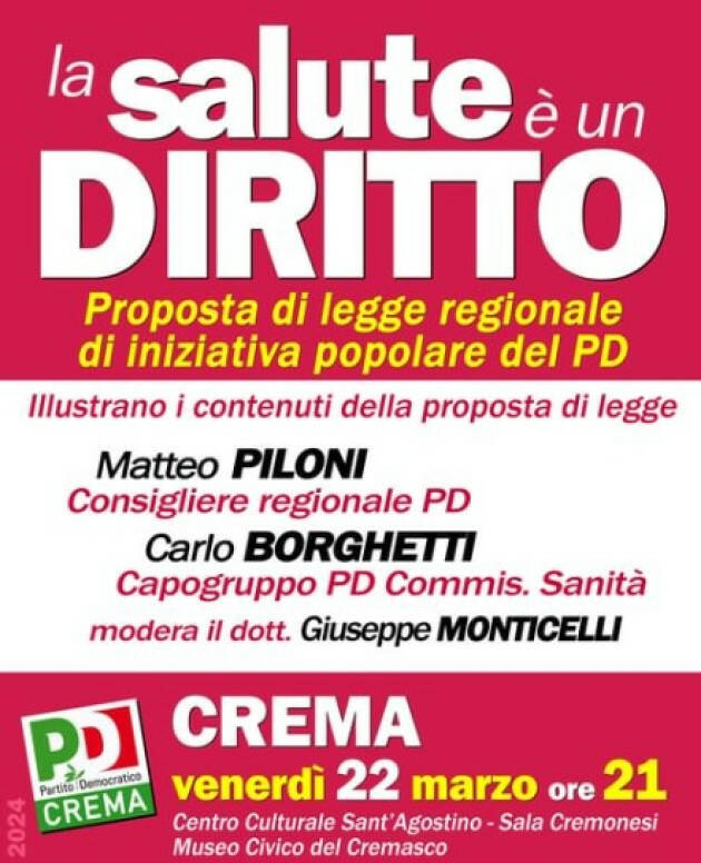 Incontro #Pd a Crema Con la salute non si scherza