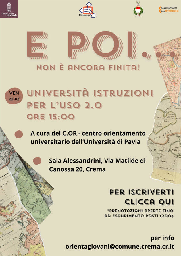 Crema Orientagiovani evento organizzato su funzionamento Sistema Universitario.