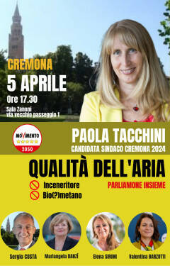 Paola Tacchini, candidata Sindaco per il M5S e di Cremona Cambia Musica si presenta